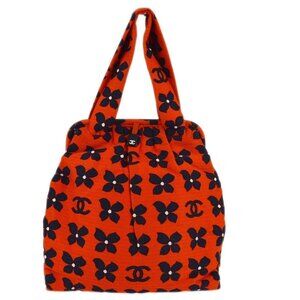 Chanel Orange Canvas Flower Tote Handbag XX90294